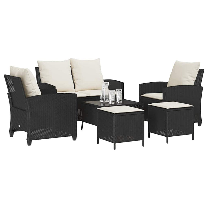 Loungegrupp Med Dynor 6 Delar Svart Konstrotting