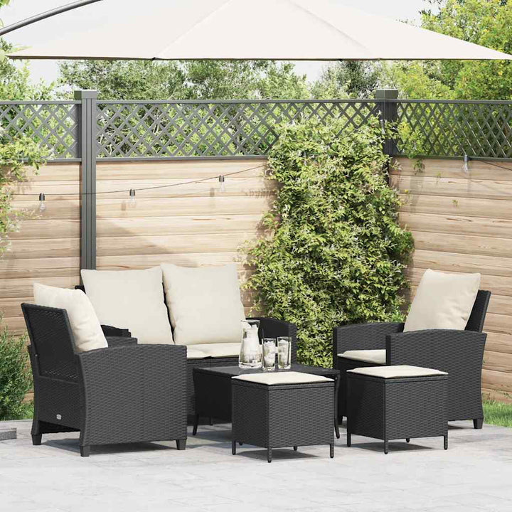 Loungegrupp Med Dynor 6 Delar Svart Konstrotting