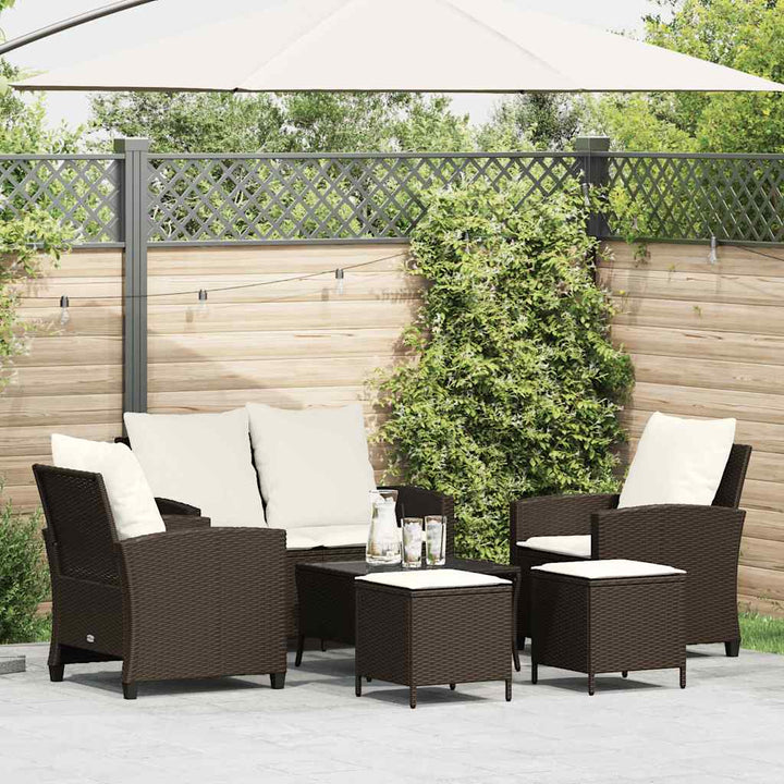 Loungegrupp Med Dynor 6 Delar Svart Konstrotting