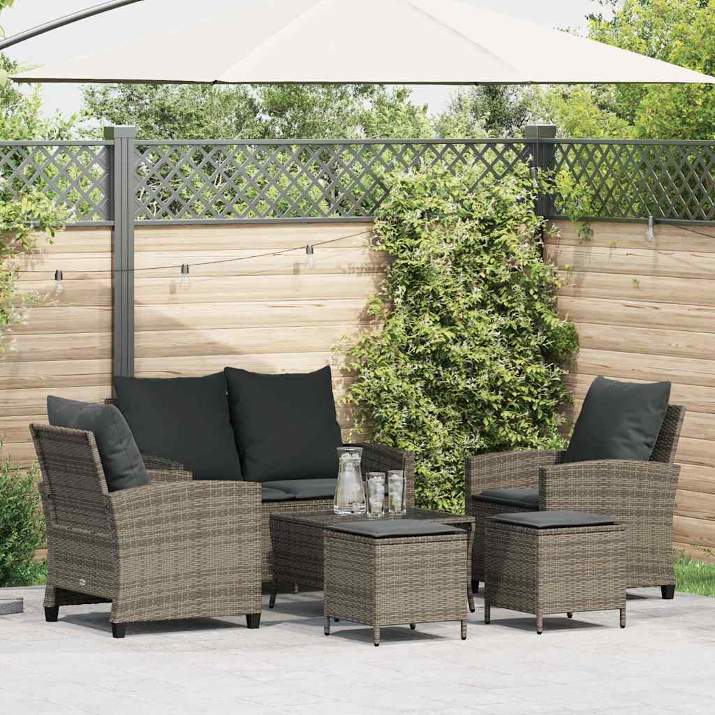 Loungegrupp Med Dynor 6 Delar Svart Konstrotting