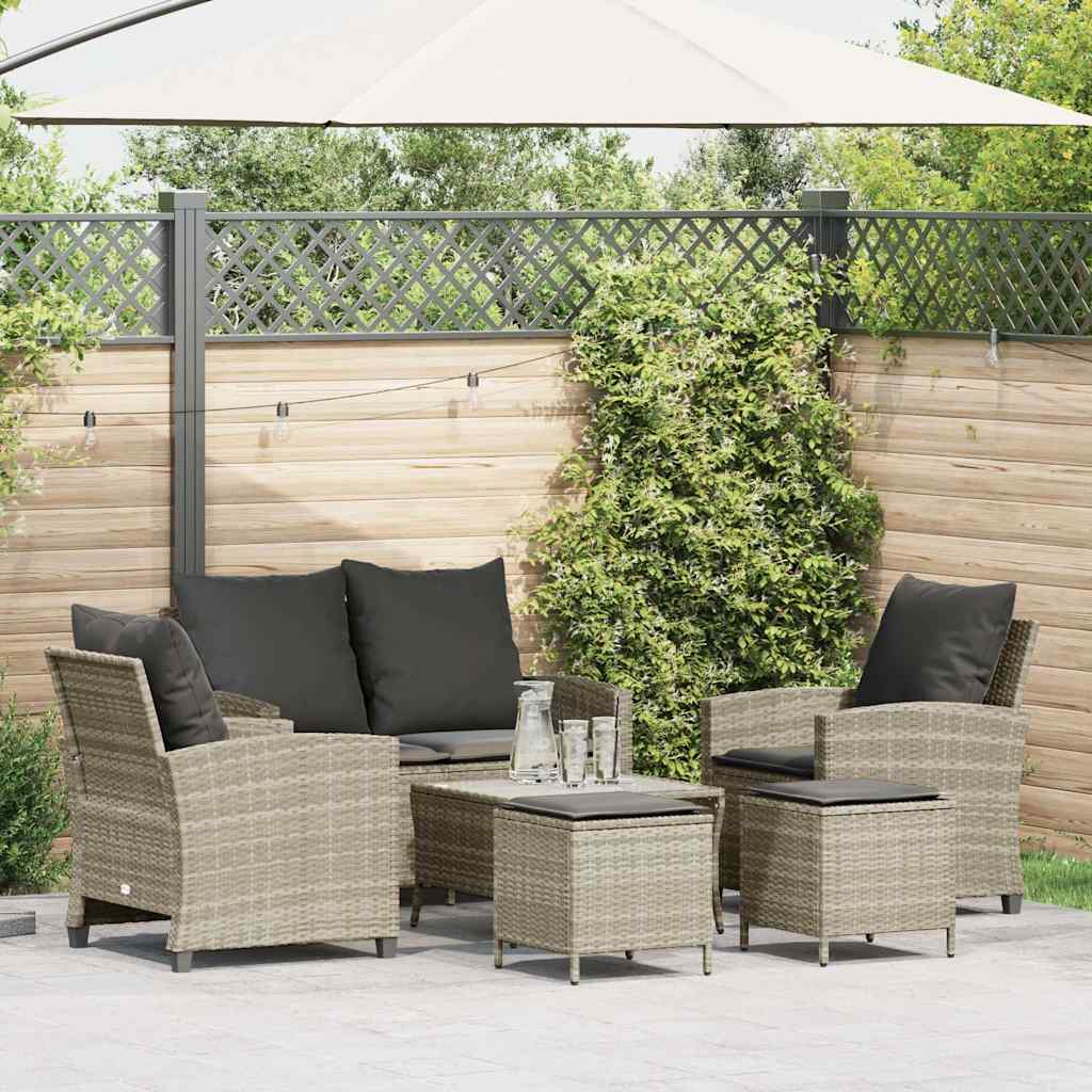Loungegrupp Med Dynor 6 Delar Svart Konstrotting