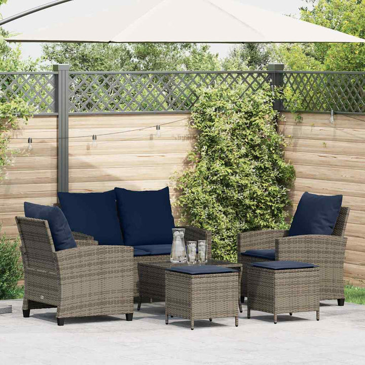 Loungegrupp Med Dynor 6 Delar Svart Konstrotting