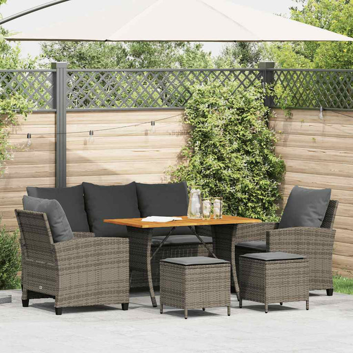 Loungegrupp Med Dynor 6 Delar Svart Konstrotting