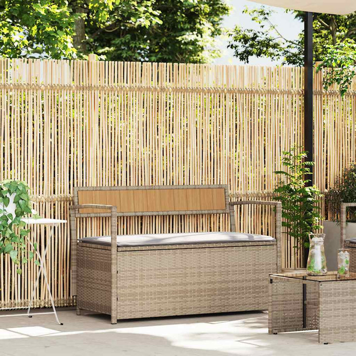 Förvaringsbänk För Trädgård Med Dyna Beige Konstrotting