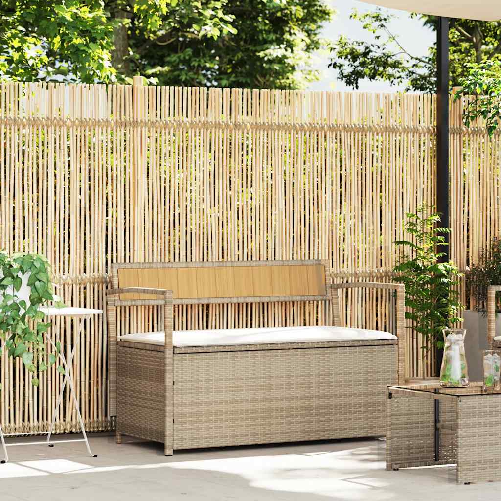 Förvaringsbänk För Trädgård Med Dyna Beige Konstrotting