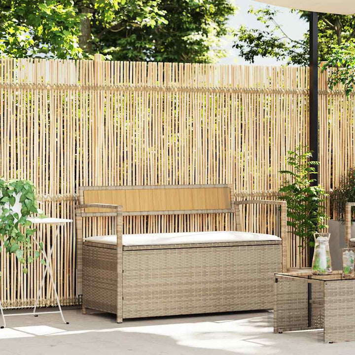 Förvaringsbänk För Trädgård Med Dyna Beige Konstrotting