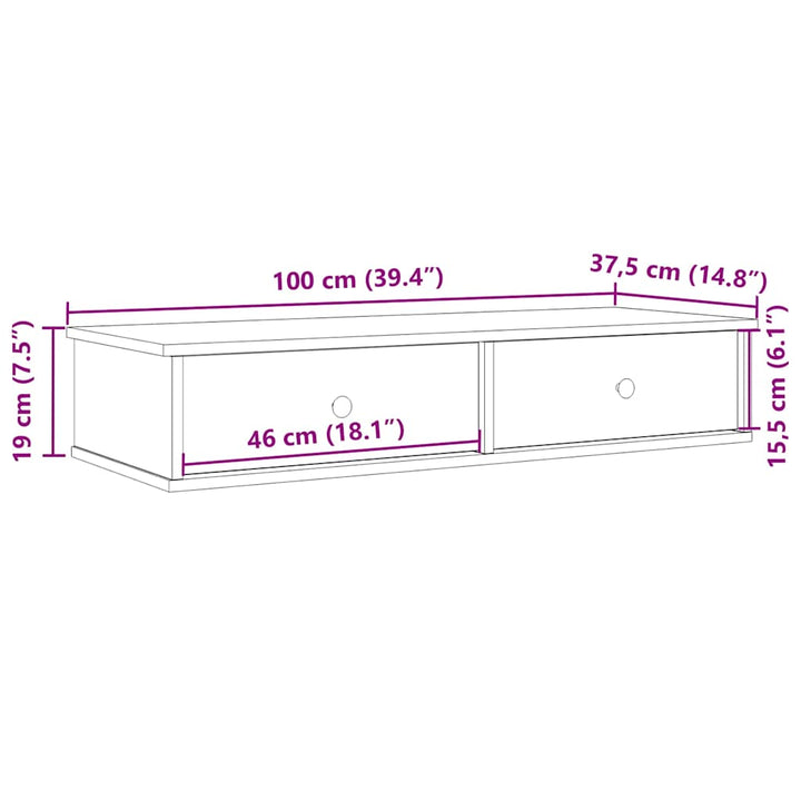 Vägghylla Med Lådor 100X37,5X19 Cm Konstruerat Trä