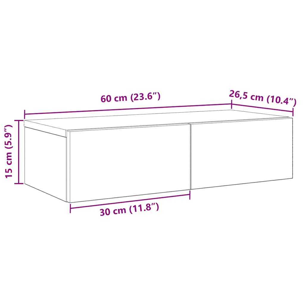 Vägghylla Med Lådor 60X26,5X15 Cm Konstruerat Trä