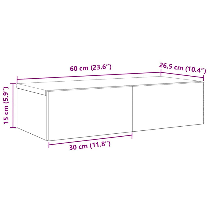 Vägghylla Med Lådor 60X26,5X15 Cm Konstruerat Trä