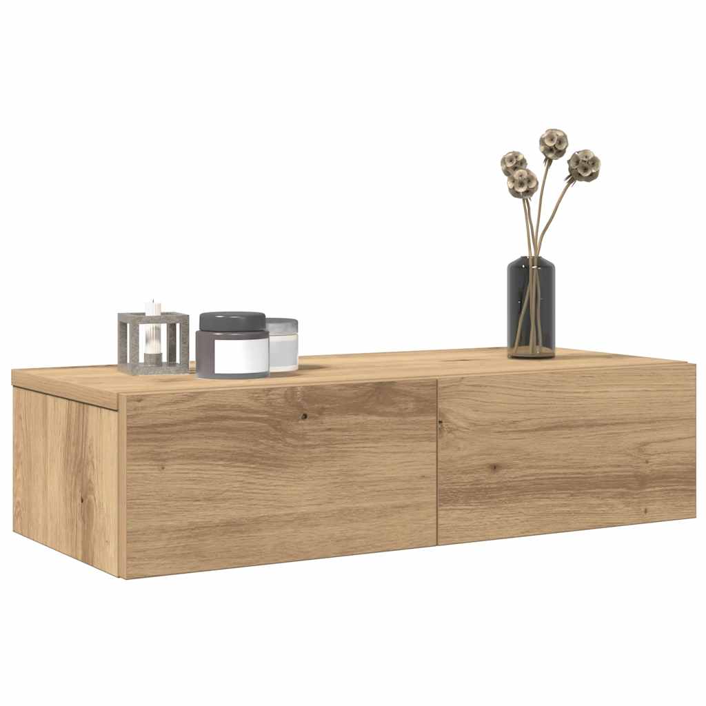 Vägghylla Med Lådor 60X26,5X15 Cm Konstruerat Trä