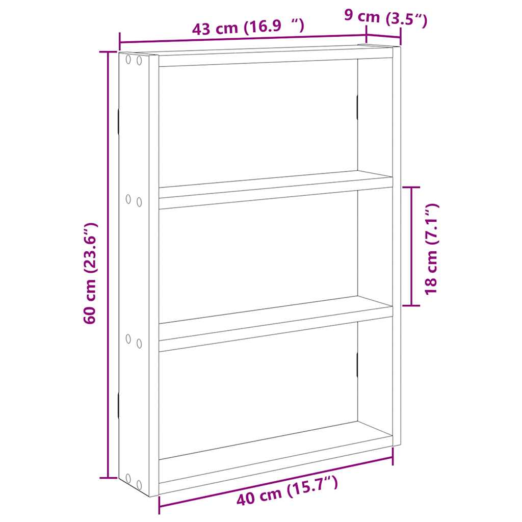 Vägghylla Sonoma-Ek 43X9X60 Cm Konstruerat Trä