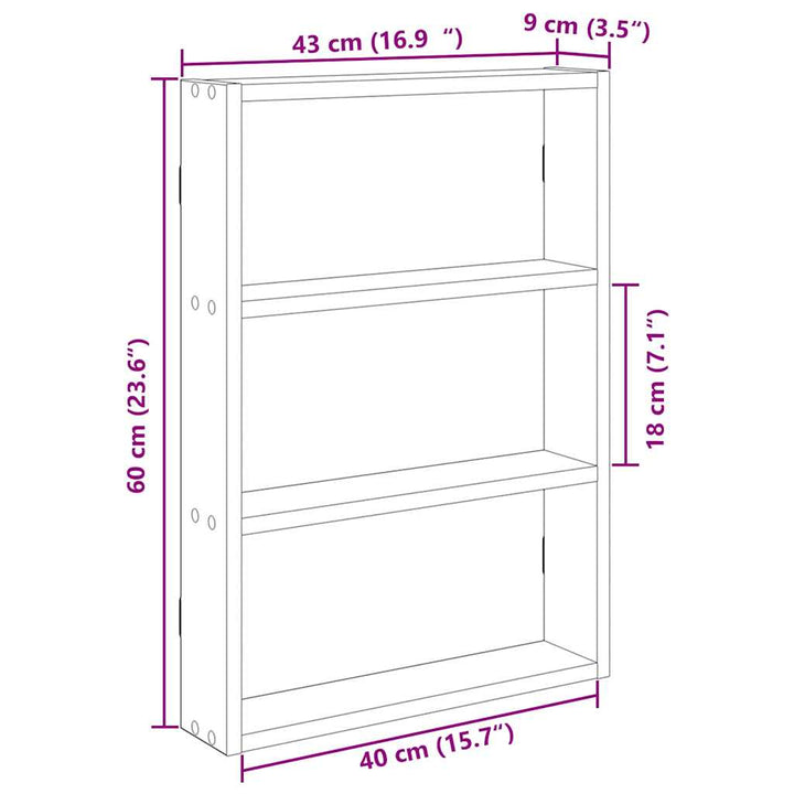 Vägghylla Sonoma-Ek 43X9X60 Cm Konstruerat Trä