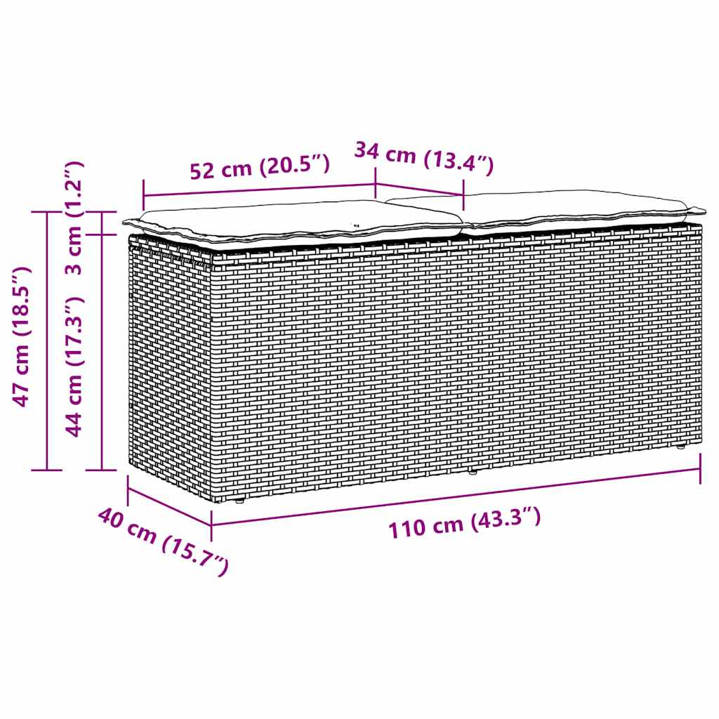 Trädgårdsbänk Med Dyna 110X40X44 Cm Konstrotting