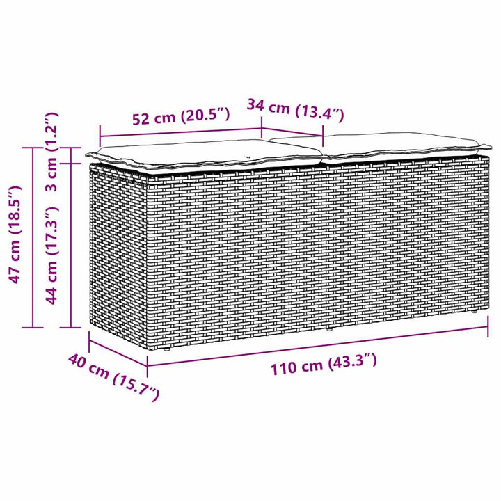Trädgårdsbänk Med Dyna 110X40X44 Cm Konstrotting