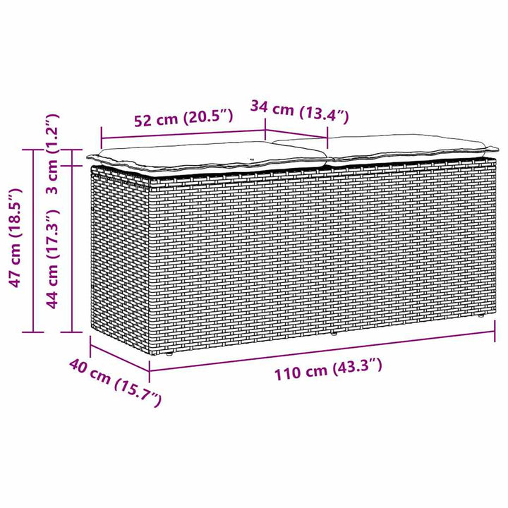 Trädgårdsbänk Med Dyna 110X40X44 Cm Konstrotting