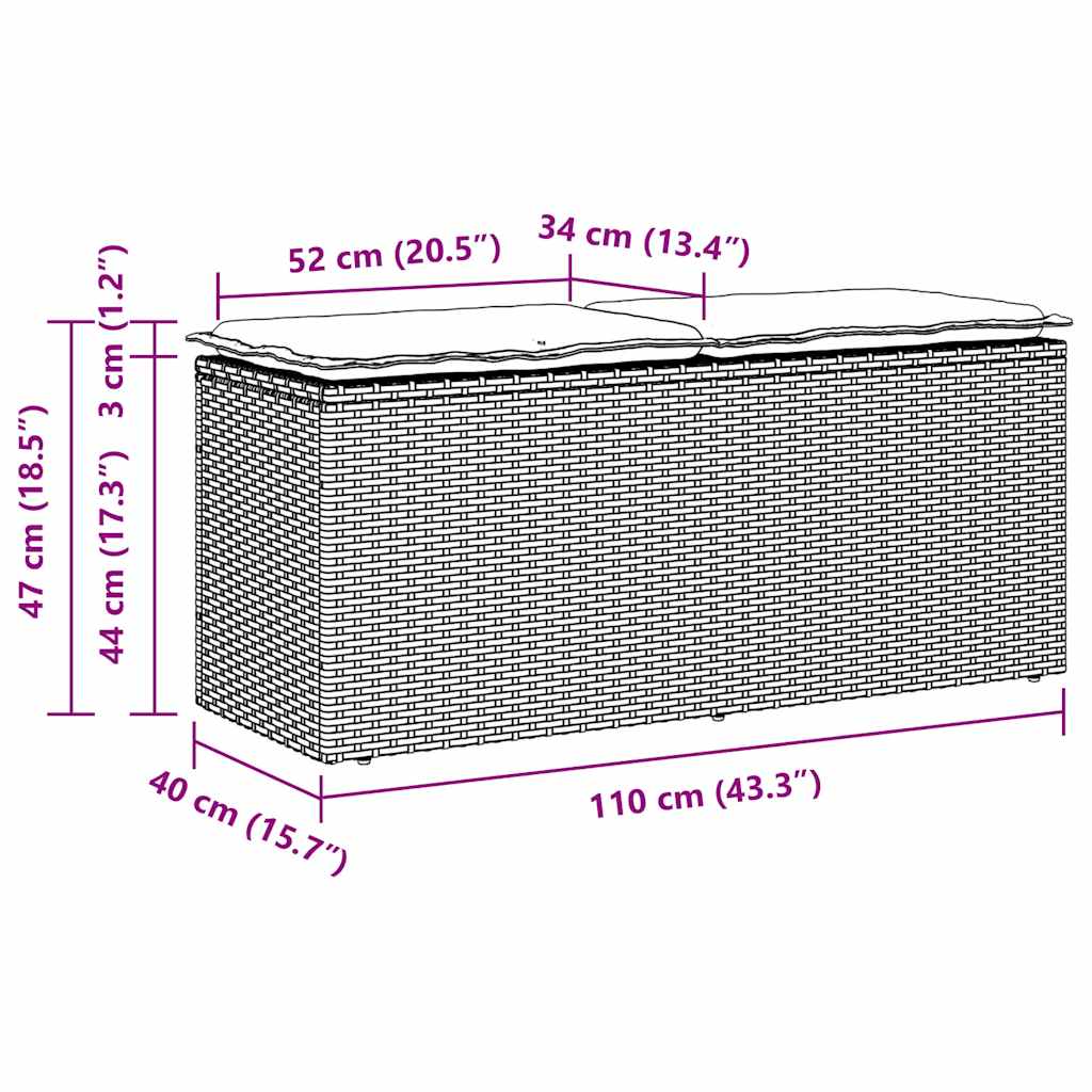 Trädgårdsbänk Med Dyna 110X40X44 Cm Konstrotting