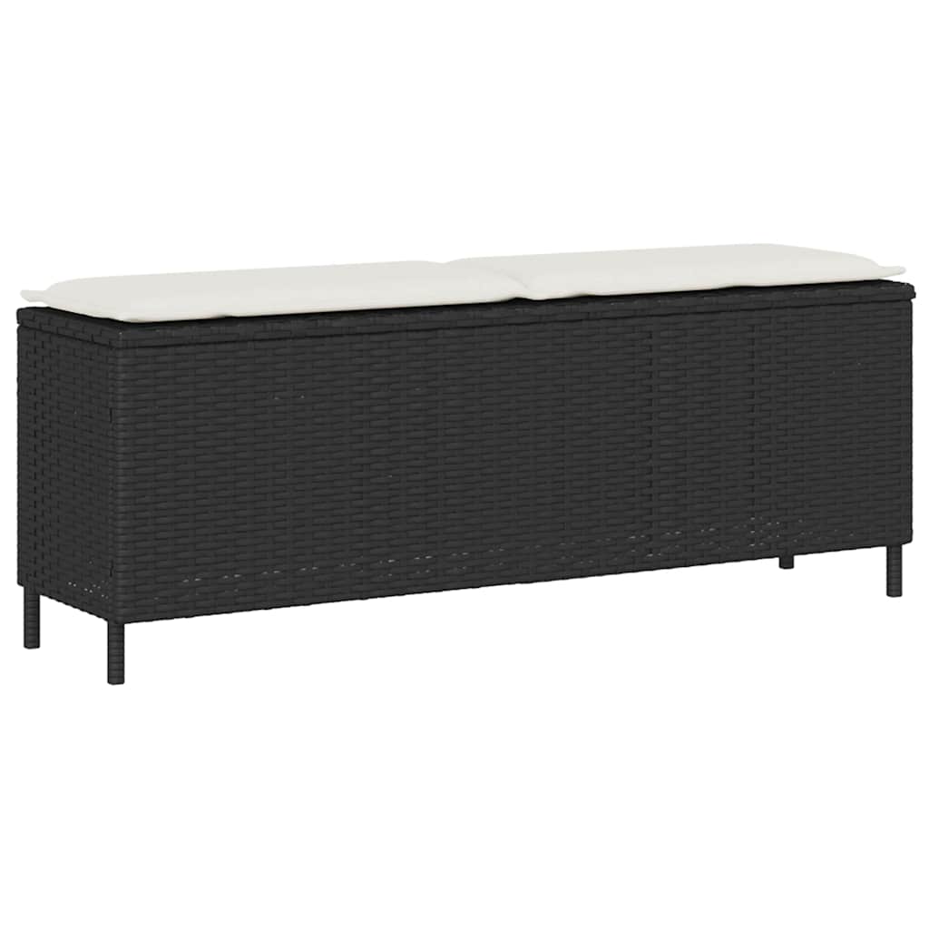 Trädgårdsbänk Med Dyna Svart 110X30X40,5 Cm Konstrotting