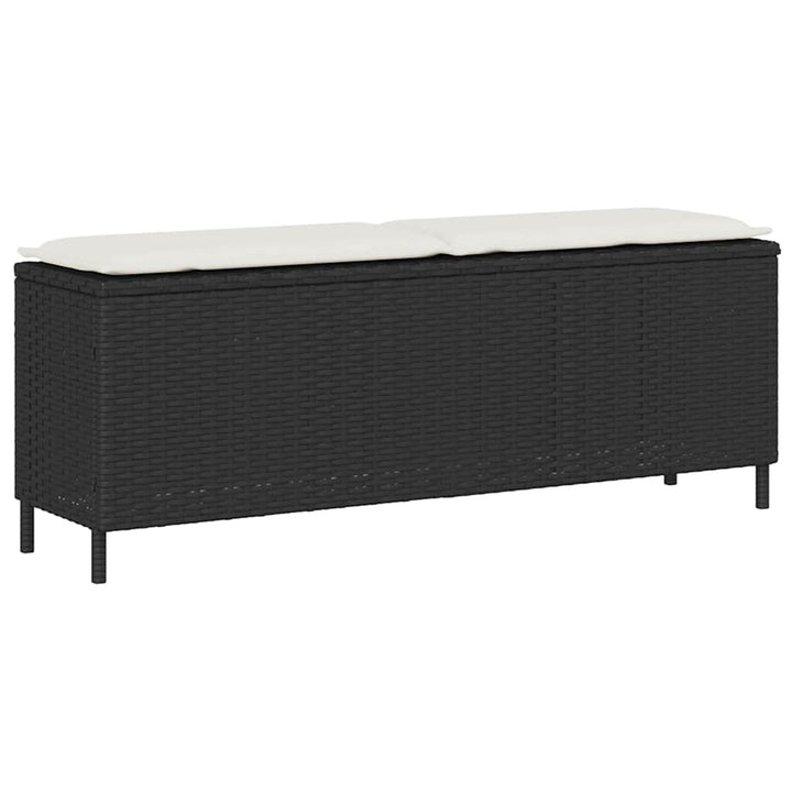 Trädgårdsbänk Med Dyna Svart 110X30X40,5 Cm Konstrotting