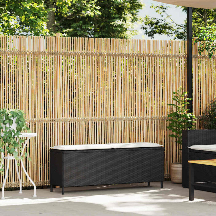 Trädgårdsbänk Med Dyna Svart 110X30X40,5 Cm Konstrotting