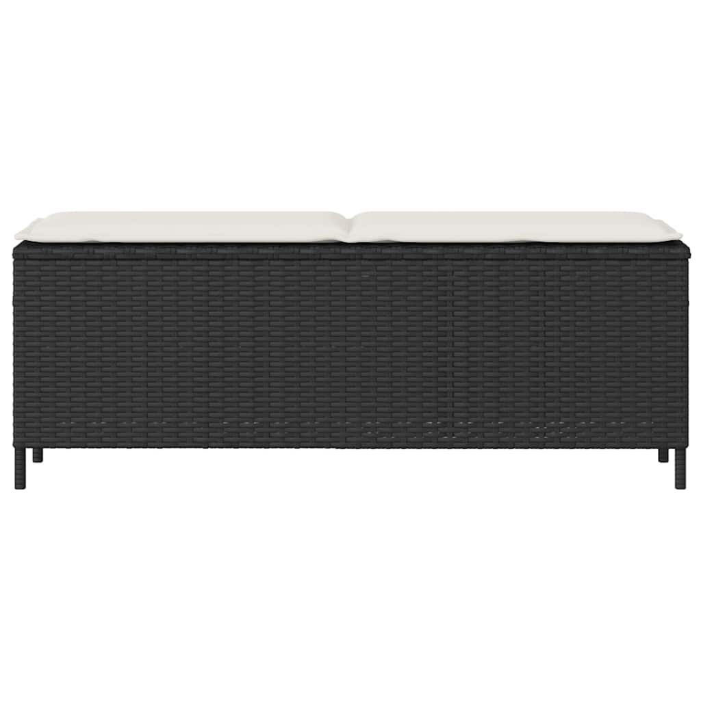 Trädgårdsbänk Med Dyna Svart 110X30X40,5 Cm Konstrotting