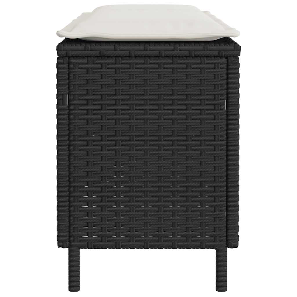 Trädgårdsbänk Med Dyna Svart 110X30X40,5 Cm Konstrotting