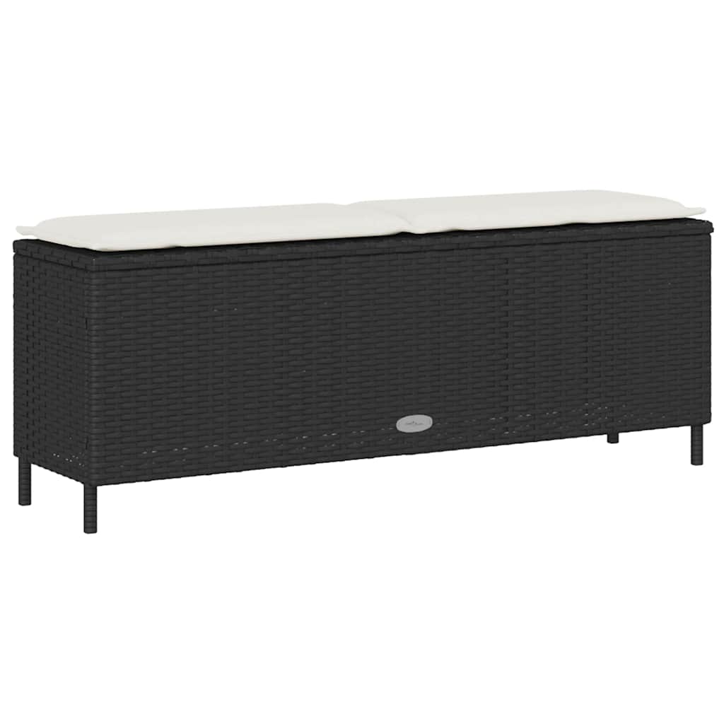 Trädgårdsbänk Med Dyna Svart 110X30X40,5 Cm Konstrotting