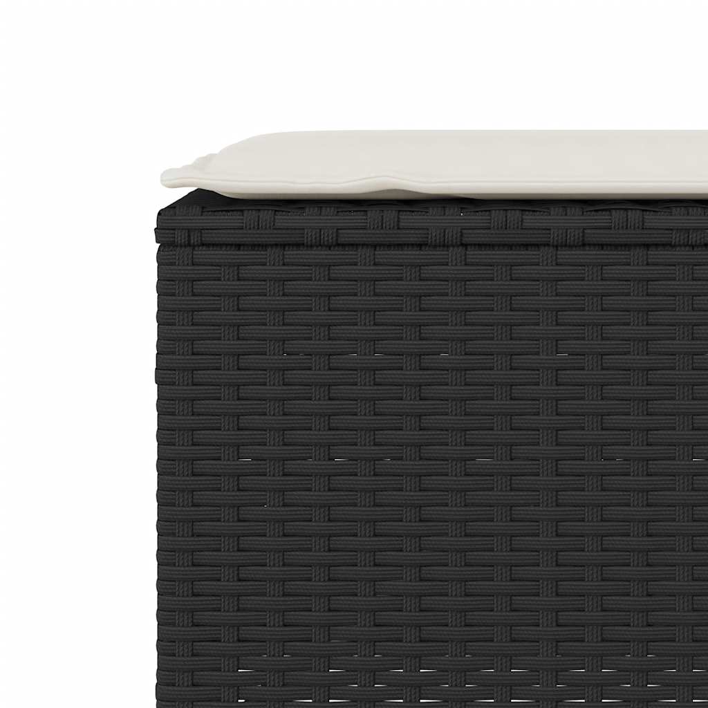 Trädgårdsbänk Med Dyna Svart 110X30X40,5 Cm Konstrotting