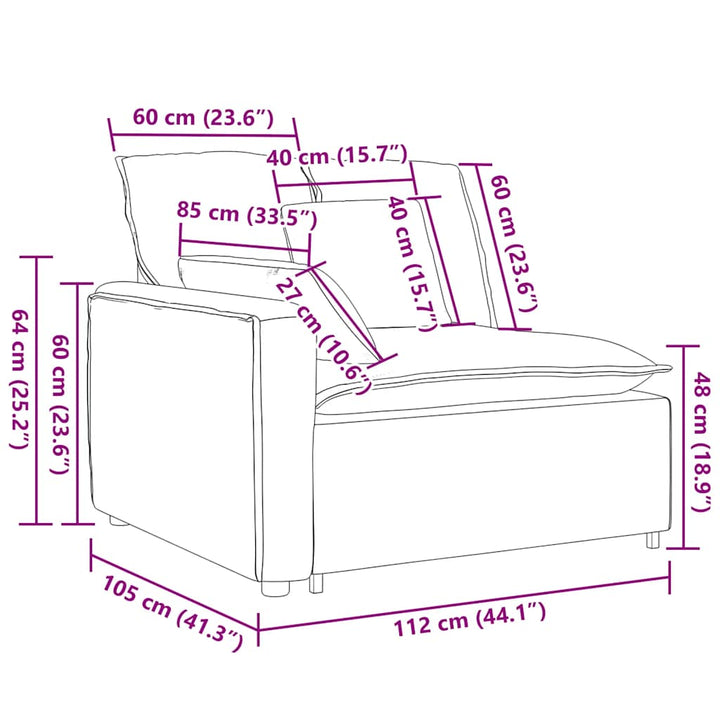 Modulär Soffa Armstödsändmodul Med Dynor 100 Cm