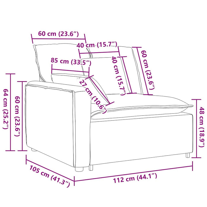 Modulär Soffa Armstödsändmodul Med Dynor 100 Cm