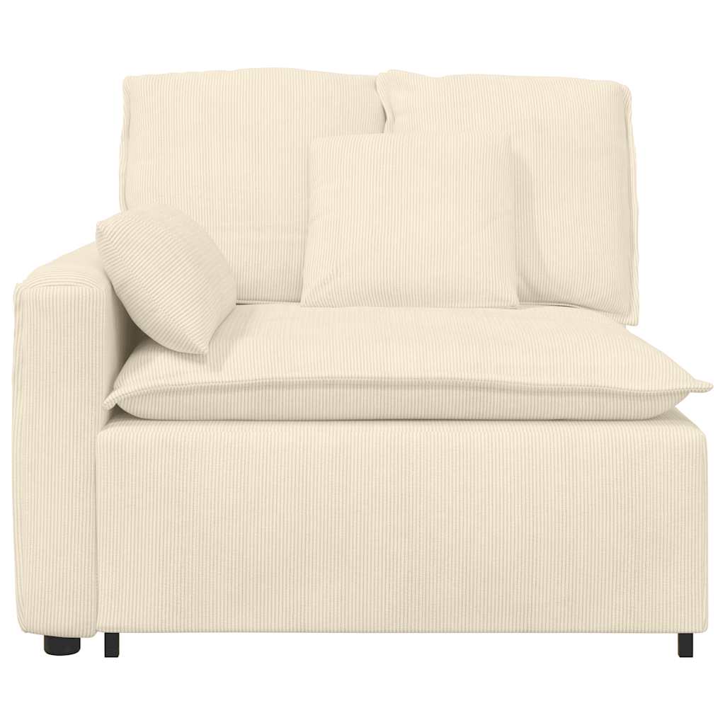 Modulär Soffa Armstödsändmodul Med Kuddar Gräddvit 100 Cm