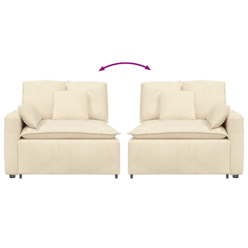 Modulär Soffa Armstödsändmodul Med Kuddar Gräddvit 100 Cm
