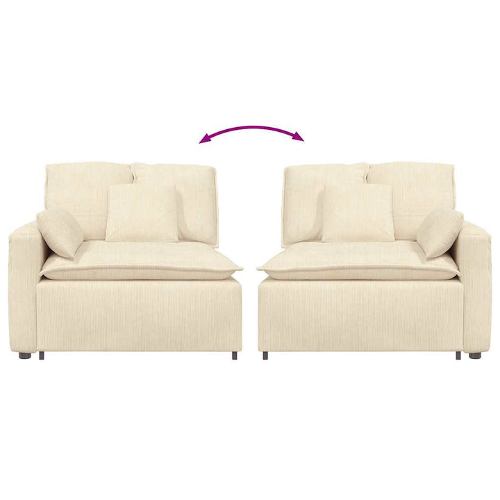 Modulär Soffa Armstödsändmodul Med Kuddar Gräddvit 100 Cm