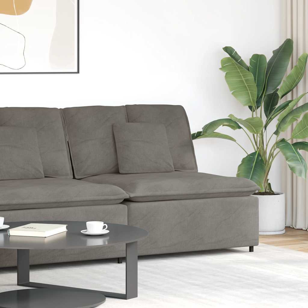 Modulär Soffa Armstödsändmodul Med Kuddar Gräddvit 100 Cm