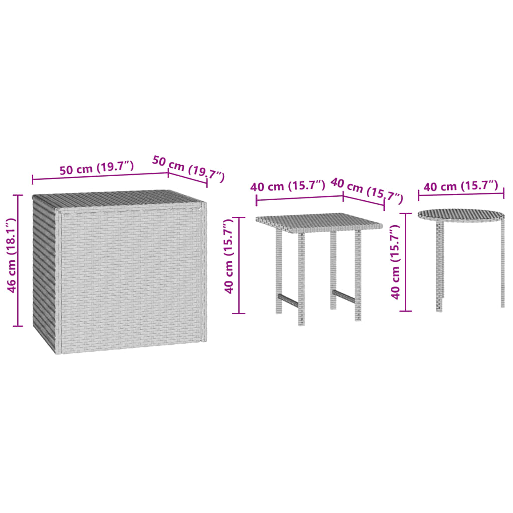 Sidobord 3 Delar Konstrotting