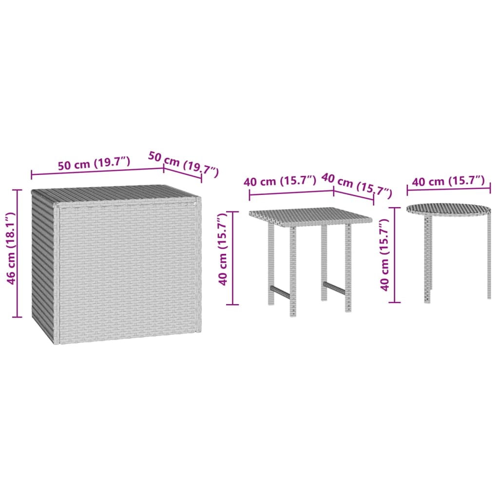 Sidobord 3 Delar Konstrotting