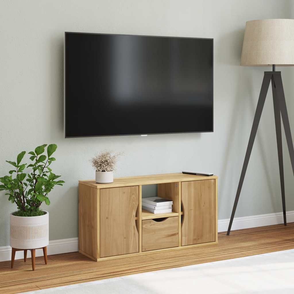 Tv-Bänk Med Låda &amp;quot;Odda&amp;quot; 79X24X40 Cm Massiv Furu