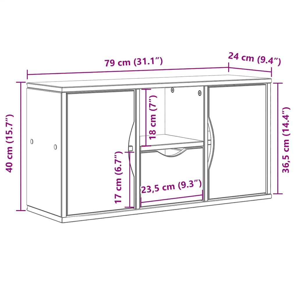 Tv-Bänk Med Låda &amp;quot;Odda&amp;quot; 79X24X40 Cm Massiv Furu