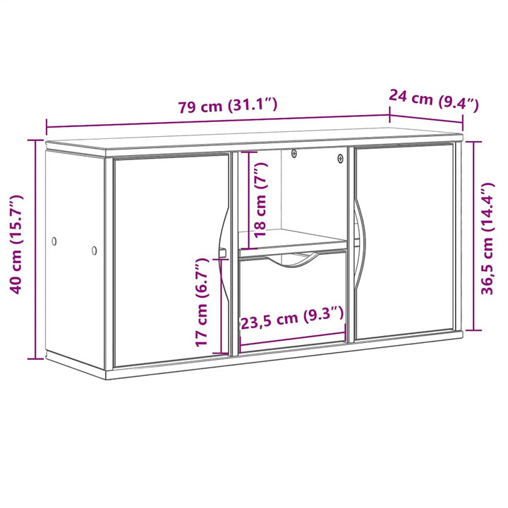 Tv-Bänk Med Låda &amp;quot;Odda&amp;quot; 79X24X40 Cm Massiv Furu