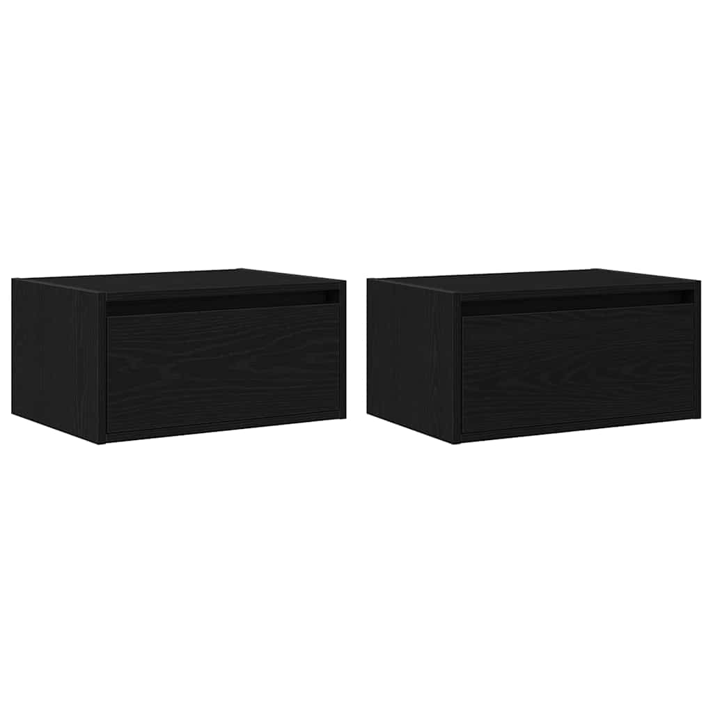 Väggmonterade Sängbord Med Led-Lampor 2 St