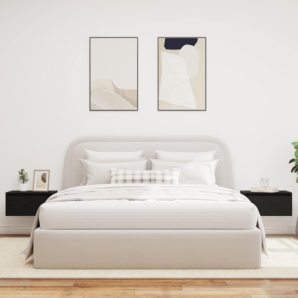 Väggmonterade Sängbord Med Led-Lampor 2 St