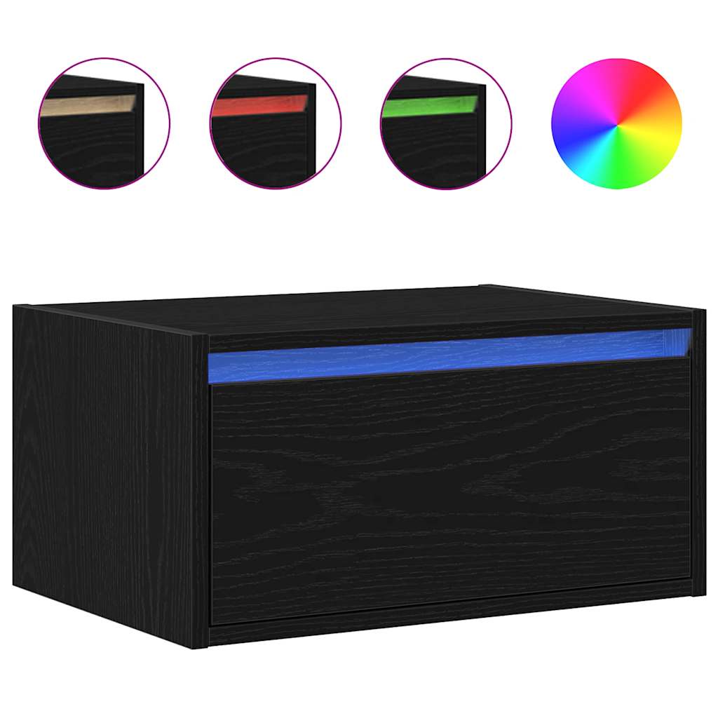 Väggmonterade Sängbord Med Led-Lampor 2 St