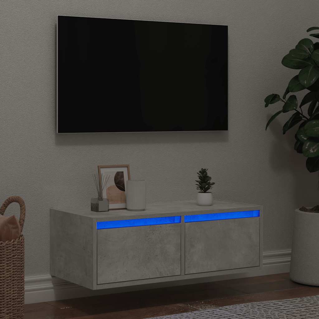Väggmonterade Sängbord Med Led-Lampor 2 St
