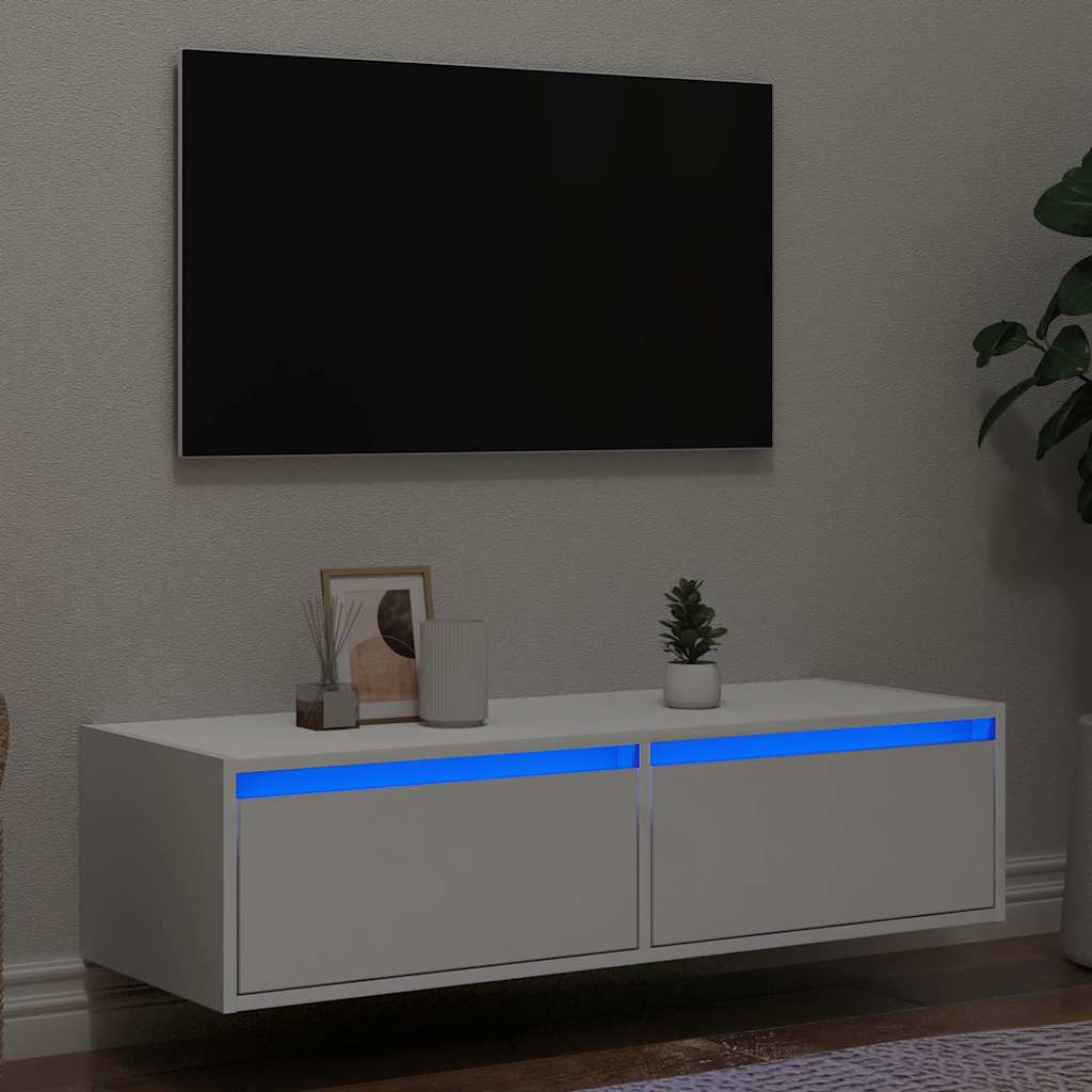 Väggmonterade Sängbord Med Led-Lampor 2 St
