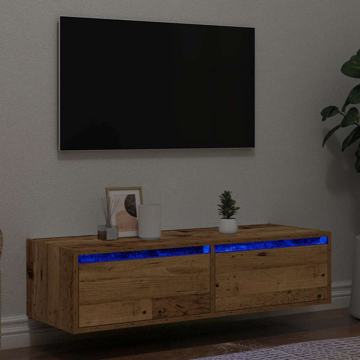 Väggmonterade Sängbord Med Led-Lampor 2 St