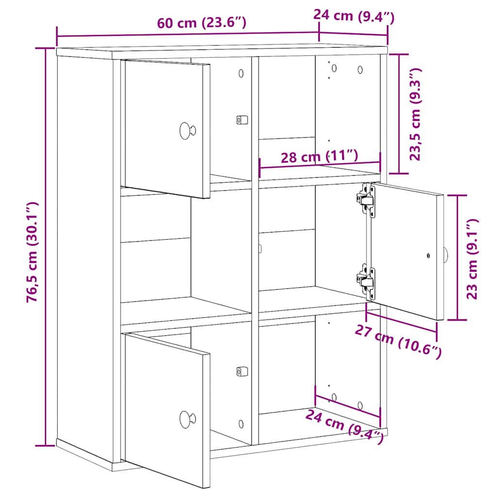 Bokhylla Ek 60X24X76,5 Cm Konstruerat Trä