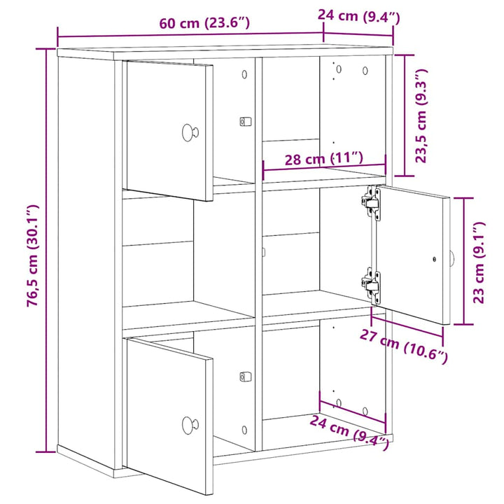 Bokhylla Ek 60X24X76,5 Cm Konstruerat Trä