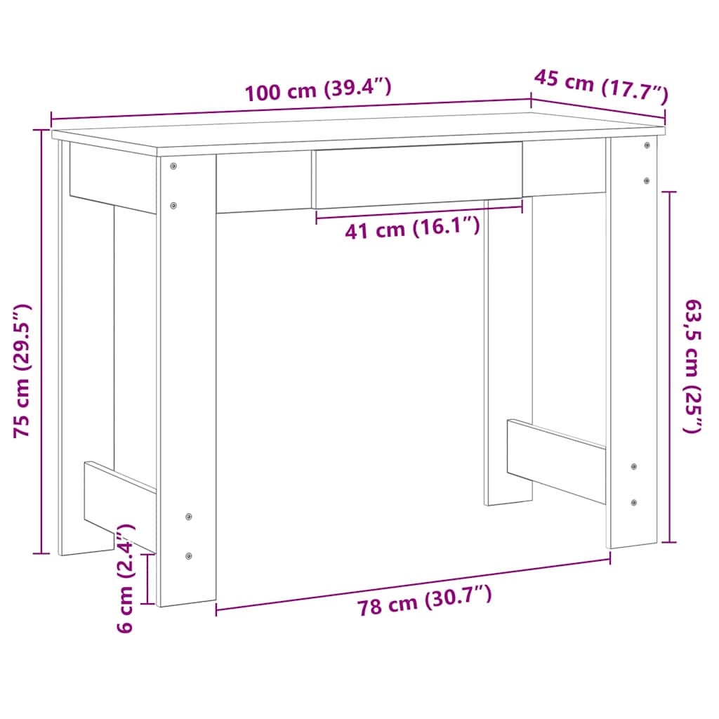 Skrivbord 100X45X75 Cm Konstruerat Trä