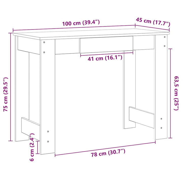 Skrivbord 100X45X75 Cm Konstruerat Trä