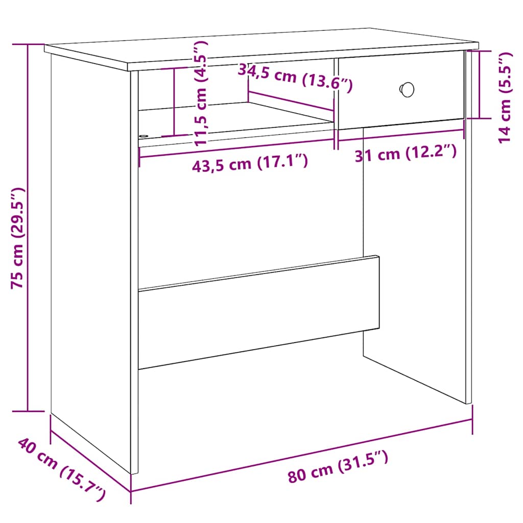 Skrivbord 80X40X75 Cm Konstruerat Trä