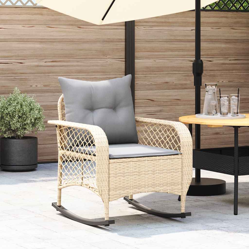 Gungstol För Trädgården Med Dynor Beige Konstrotting
